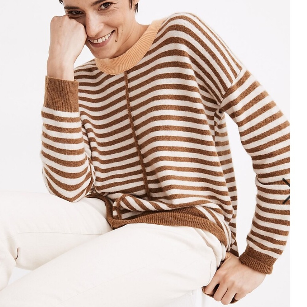 Madewell Stripe-Play Smithe Pullover Sweater in Coziest Yarn size XS